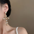 Champagne Zircon Cross Drop Earrings Alloy Geometric Vintage Light Luxury Earrings view 4