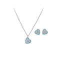 Light Luxury Copper Blue Zircon Heart Stud Earrings And Necklace Jewelry Set For Daily Wear view 5