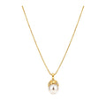 18K Gold Plated Zircon Faux Pearl Necklace, Elegant Old Money Round Geometric Choker for Women view 5
