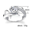 Silver Tone Round Clear Crystal Bypass Ring Fashion Jewelry view 4
