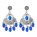 Vintage Ethnic Alloy Rhinestone Pearl Red Crystal Chandelier Tassel Drop Stud Earrings view 5