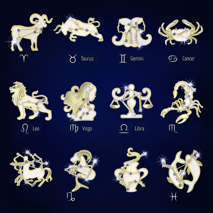 Alloy Zodiac Constellation Lapel Pin For Unisex Clothing Decoration Brooch