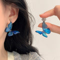 Dreamy Blue Resin Butterfly Drop Earrings Korean Elegant Light Luxury Animal Ear Hooks view 1