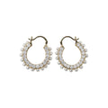 Chic Geometric 14K Gold Plated Silver Post Zircon Round Faux Pearl Stud Earrings For Women view 5
