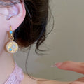 18K Gold Plated Copper Zircon Round Hoop Earrings Vintage Ethnic Geometric Light Luxury Jewelry view 4