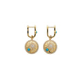 18K Gold Plated Copper Zircon Round Hoop Earrings Vintage Ethnic Geometric Light Luxury Jewelry view 5