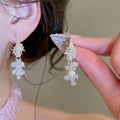 Geometric Conch Artificial Crystal Beaded Tassel Drop Earrings For Summer Island Resort Style view 3