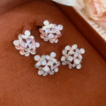 Copper Enamel Flower Stud Earrings Korean Sweet Elegant Light Luxury Floral Ear Jewelry view 4
