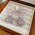Copper Enamel Flower Stud Earrings Korean Sweet Elegant Light Luxury Floral Ear Jewelry view 2