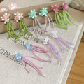 Fresh Floral Artificial Crystal Tassel Drop Earrings With Silver Pins For Beach Vacation Style view 2