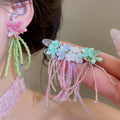 Fresh Floral Artificial Crystal Tassel Drop Earrings With Silver Pins For Beach Vacation Style view 1