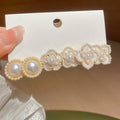 Faux Pearl Floral Stud Earrings Jewelry Set With Silver Pins, Vintage OL Light Luxury Style view 1