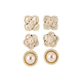 Faux Pearl Floral Stud Earrings Jewelry Set With Silver Pins, Vintage OL Light Luxury Style view 5