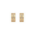 18K Gold Plated Copper C Shape Zircon Hexagon Stud Earrings With Silver Pins view 5