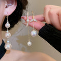 18K Gold Plated Zircon Faux Pearl Fishtail Geometric Earrings For Playful Daily Wear view 2