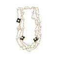 French Vintage Old Money Enamel Flower Faux Pearl Sweater Necklace For Women view 5