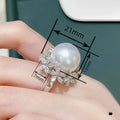 Elegant Faux Pearl Flower Ring For Women Glossy Micro Pave Zircon New Jewelry view 4