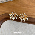 18K Gold Plated Copper Zircon Enamel Firework Flower Stud Earrings Light Luxury Daily Jewelry view 4
