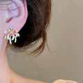 18K Gold Plated Copper Zircon Enamel Firework Flower Stud Earrings Light Luxury Daily Jewelry view 3