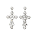 Vintage Court Style Alloy Rhinestone Waterdrop Cross Stud Earrings For Women view 5