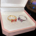 Korean Style Zircon Bow Open Ring For Women view 2