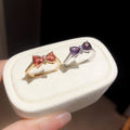 Korean Style Zircon Bow Open Ring For Women view 4