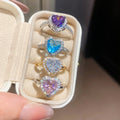 18K Gold Plated Zircon Heart Open Ring For Women – Gold view 4
