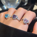 18K Gold Plated Zircon Heart Open Ring For Women – Gold view 1