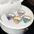 18K Gold Plated Zircon Heart Open Ring For Women – Gold view 2