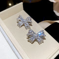 Light Luxury Copper Zircon Bow Stud Earrings For Women Daily Commute Jewelry view 2