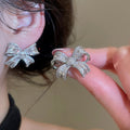 Light Luxury Copper Zircon Bow Stud Earrings For Women Daily Commute Jewelry view 1
