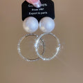 Vintage French Hollow Round Faux Pearl Stud Earrings With Rhinestone Silver Needle Geometric Design view 4