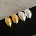 Brushed Metal Oval Stud Earrings With Silver Posts Minimalist Geometric Light Luxury Style view 3