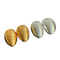 Brushed Metal Oval Stud Earrings With Silver Posts Minimalist Geometric Light Luxury Style view 5