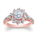 Rose Gold Tone Floral Cluster Ring In A Polished Decorative Design view 6