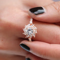 Rose Gold Tone Floral Cluster Ring In A Polished Decorative Design view 2