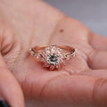 Rose Gold Tone Floral Cluster Ring In A Polished Decorative Design view 3