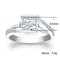 Silver Square Princess CZ Bypass Ring Pave Shoulders view 5