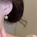 Copper Zircon Flower Stud Earrings Korean Minimalist Versatile Fashion Ear Jewelry view 4
