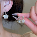 Copper Zircon Flower Stud Earrings Korean Minimalist Versatile Fashion Ear Jewelry view 2