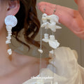 Irregular Shell Tassel Drop Earrings With Silver Posts, Geometric Beach Vacation Light Luxury Style view 1