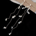 Irregular Shell Tassel Drop Earrings With Silver Posts, Geometric Beach Vacation Light Luxury Style view 4