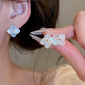 Light Luxury Resin Rhombus Zircon Stud Earrings With Silver Pins, Fresh Sweet Commuter Style view 2