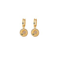 18K Gold Plated Zircon Round Starburst Earrings Vintage Geometric Metal Ear Cuffs view 5