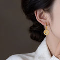 18K Gold Plated Zircon Round Starburst Earrings Vintage Geometric Metal Ear Cuffs view 4