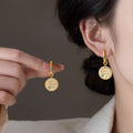 18K Gold Plated Zircon Round Starburst Earrings Vintage Geometric Metal Ear Cuffs view 2