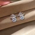 Copper Zircon Meteor Round Star Stud Earrings, Niche Light Luxury Designer Jewelry view 3