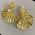 Metal Wrinkled Texture Leaf Stud Earrings For Women European American Statement Jewelry view 2
