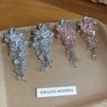 Floral Artificial Crystal Beaded Tassel Drop Earrings Silver Needle Statement Niche Luxury Style view 2