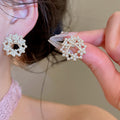 14K Gold Plated Silver Post Bow Faux Pearl Stud Earrings Elegant Light Luxury Jewelry view 3